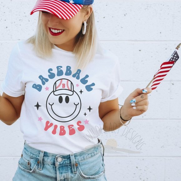 Tops - Baseball Vibes Retro Graphic T-shirt Baseball Shirt Unisex Cotton Tee